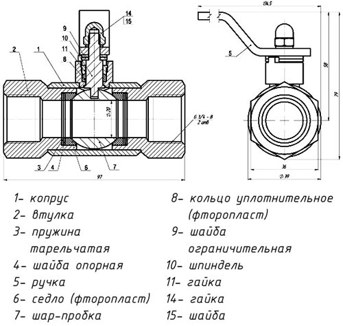 Рис.1. Габаритный чертеж крана разобщительного 2002