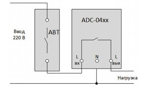 Рис.1. Схема включения реле ADC-0420-60