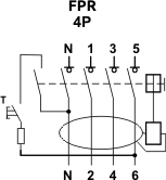 Рис.1. Принципиальная схема реле защитного отключения FPR-A 4P 20A 30mA