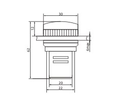 "Схема габаритных размеров Индикатора лампы FP L 012V"