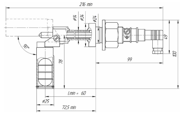 "Габаритные и установочные размеры реле РК-301У-Г"