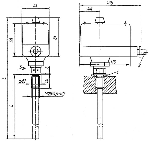 Рис.1. Габаритный чертеж регулятора ТУДЭ-7